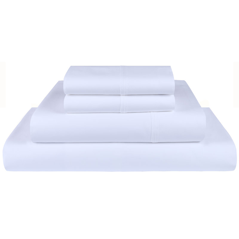  400 Thread Count 100% Cotton Sheet Set, Twin Sheet Set with 1 Pillowcase, Light Blue