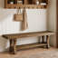 Banc d'entrée en bois massif Farmhouse avec tablette de rangement inférieure, banc à chaussures rustique, banc de salle à manger multi-usages, banc de fin de lit pour vestibule, chambre à coucher, salle à manger