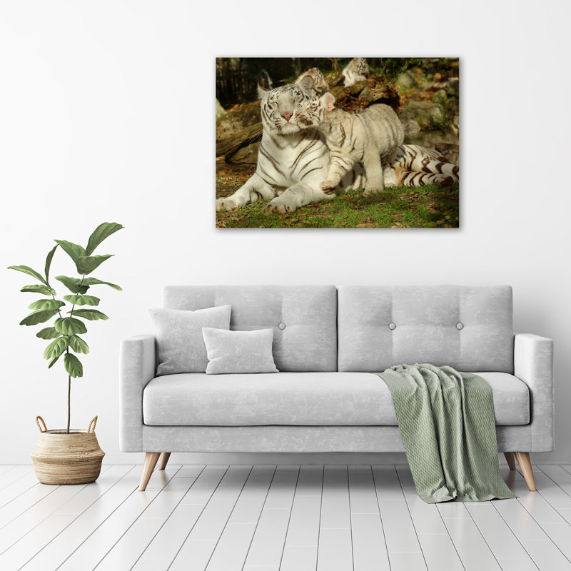 Tigers - No Frame Print on Glass