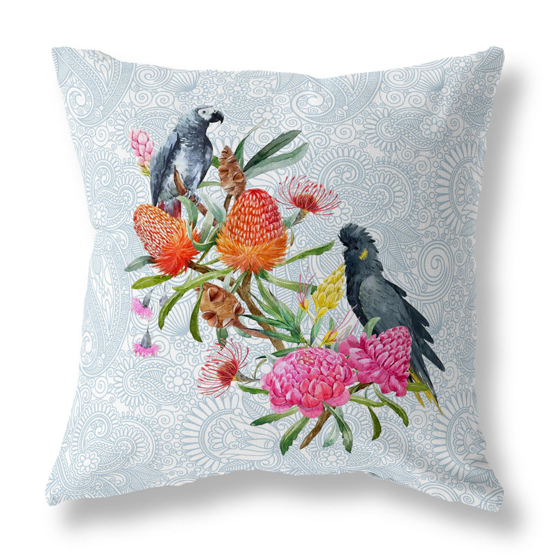 Coussin Songbird, H 20 po x l 20 po, Bleu