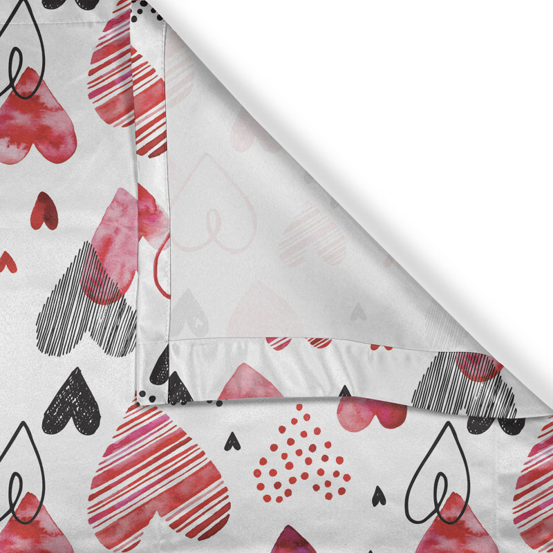 The Holiday Aisle® Valentines Grommet Curtain Decorative 2-Panel Window Drapes, 50", Black Red Pink, 50" W x 84" L