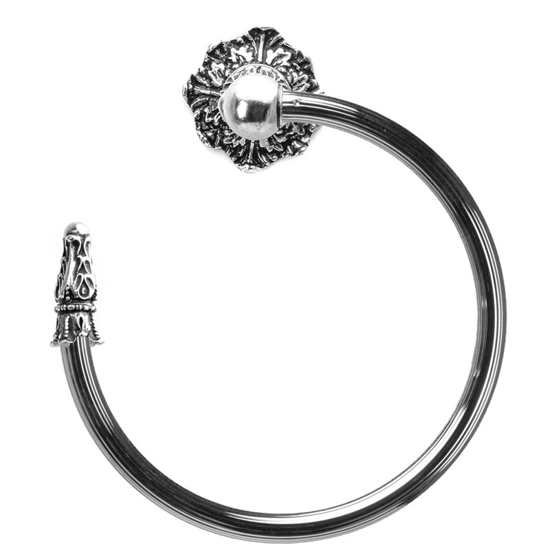 Porte-serviettes en acanthe, anneau de roseau droit, style Renaissance, Argent argent