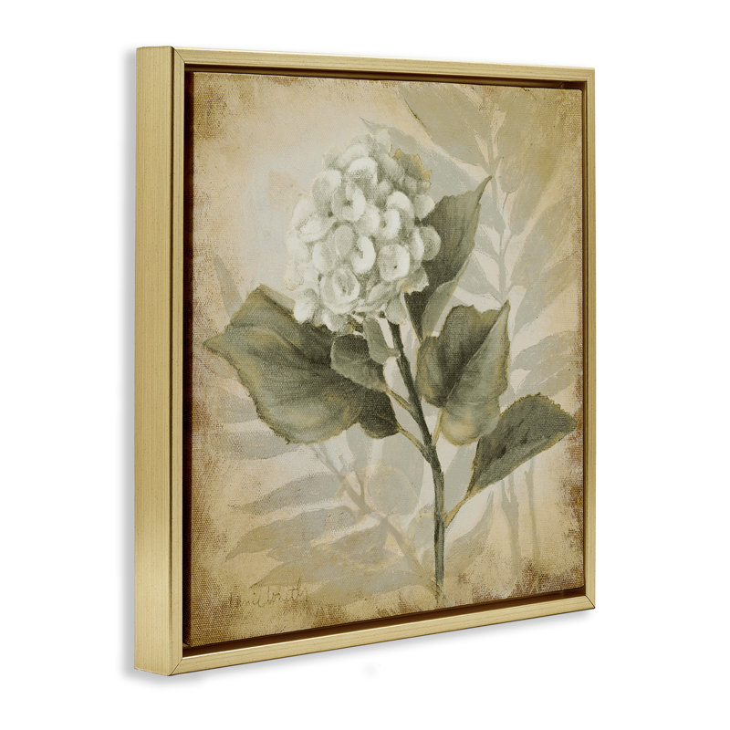 «Aubergine Hydrangea Impression» par Lanie Loreth, H 18 po x l 18 po, Cadre flottant métallique doré