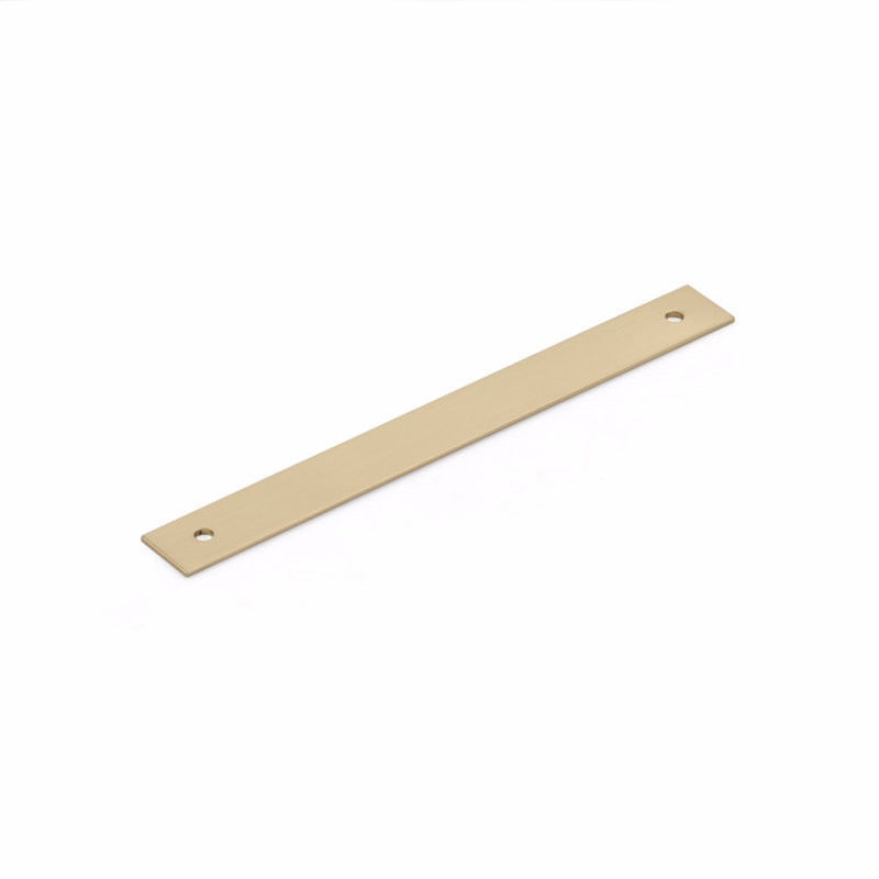 Pub House Pull Backplate, 7" H x 0.75" W, Signature Satin Brass