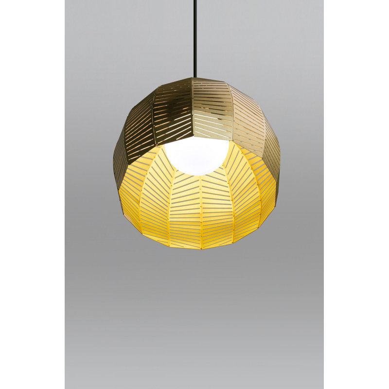 Amicus 1 - Light Pendant, 10.25" H x 12" W x 12" D, Dark Stained Walnut/Rose Gold