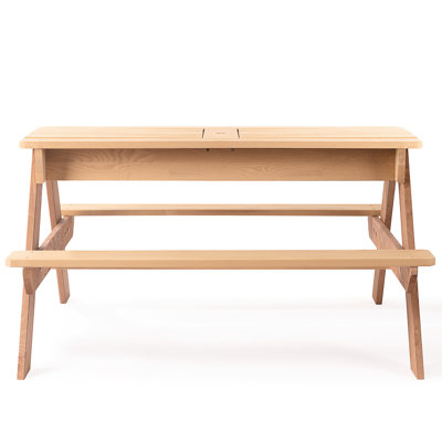 31 Outdoor Wooden Picnic Table With Umbrella - Strong Wood Convertible To Sand/water Tables & Compliant Construction Multifunctional Sand Water Approv by Arlmont & Co.