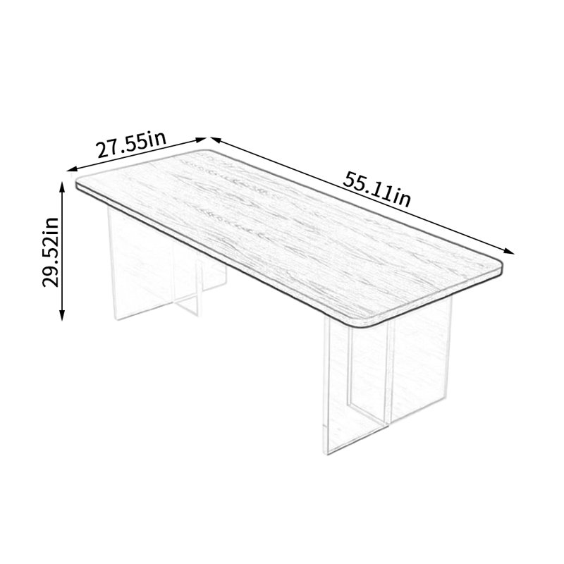 Miggie Ash Solid Wood Top Dining Table, 29.52"H x 55.11"L x 27.55"W