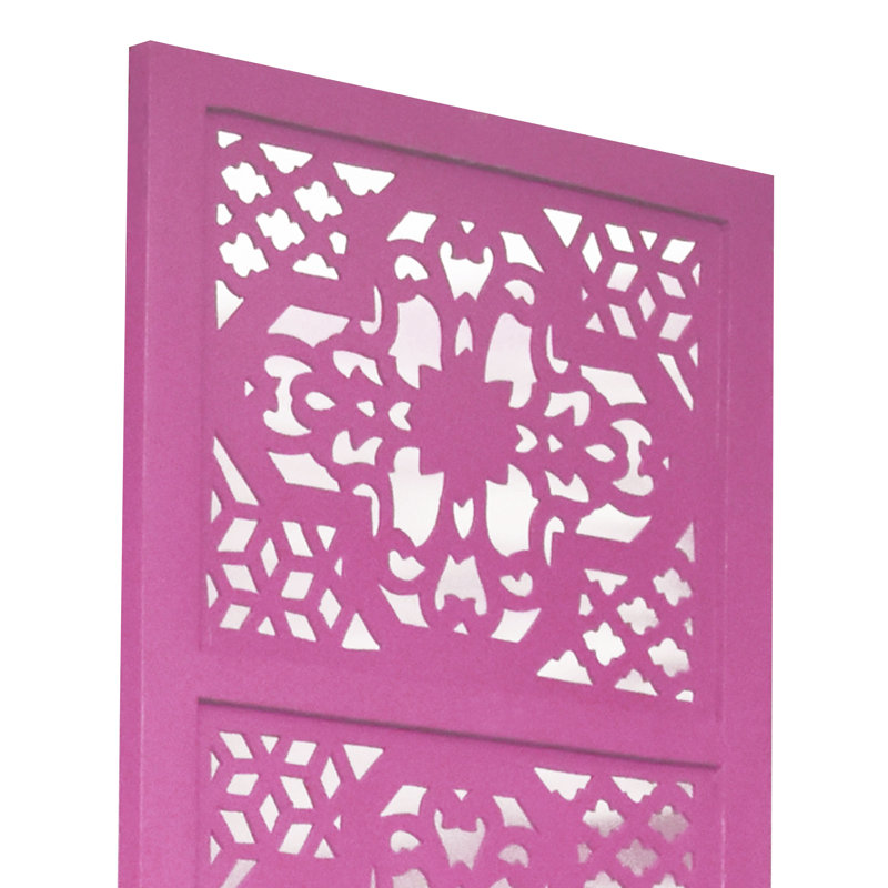 Cloison 3 panneaux en bois massif Goddard, Rose