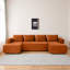 Canapé modulaire en forme de U 132 po Corduroy Cloud, sans assemblage, avec méridienne et porte-gobelets, bleu, 4 places-504225370