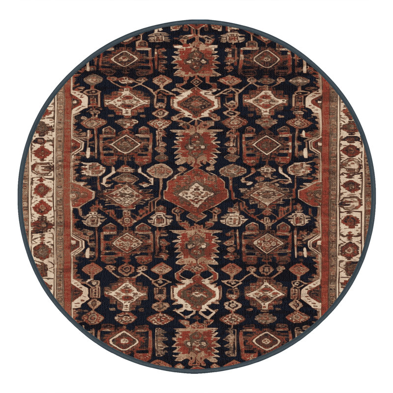 Tapis brun lavable à la machine, Rond 6 pi