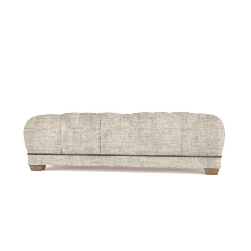 Hudson Ottoman, Plush Velvet Oyster, Weathered