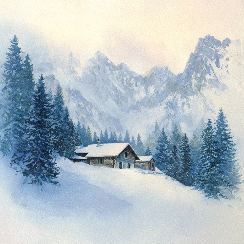 Art mural sur toile Mountain Lodge, H 30 po x l 30 po