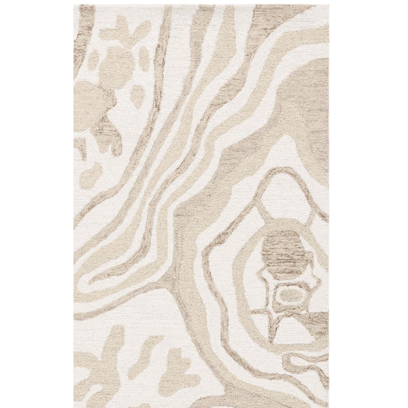 Tapis beige / ivoire en laine / coton touffeté à la main Ebony 779, Tapis de couloir 2 pi 3 po x 8 pi