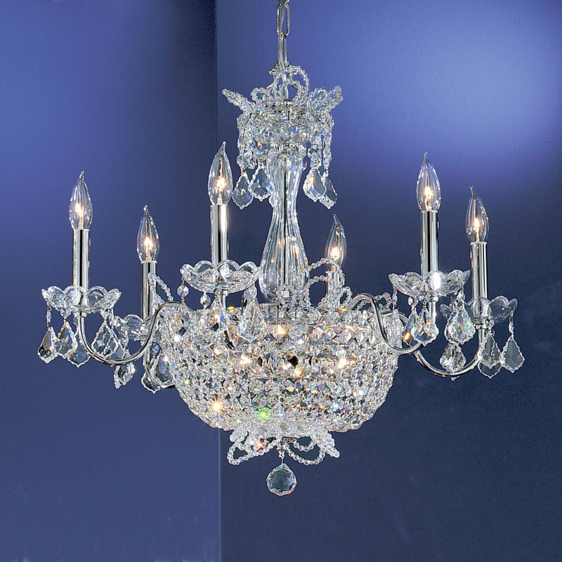 Lustree empire 6 lumières à bougie de style bougie Griffis, Chrome, Crystalique Plus