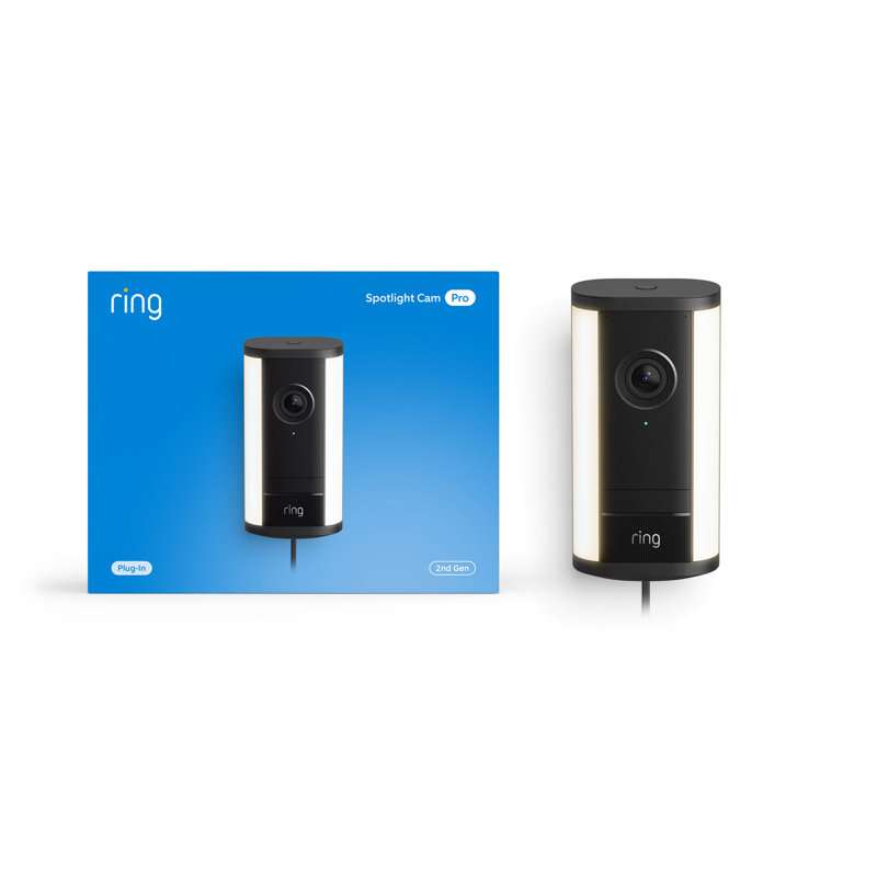 Ring Spotlight Cam 4K Pro, à brancher - Noir, Noir