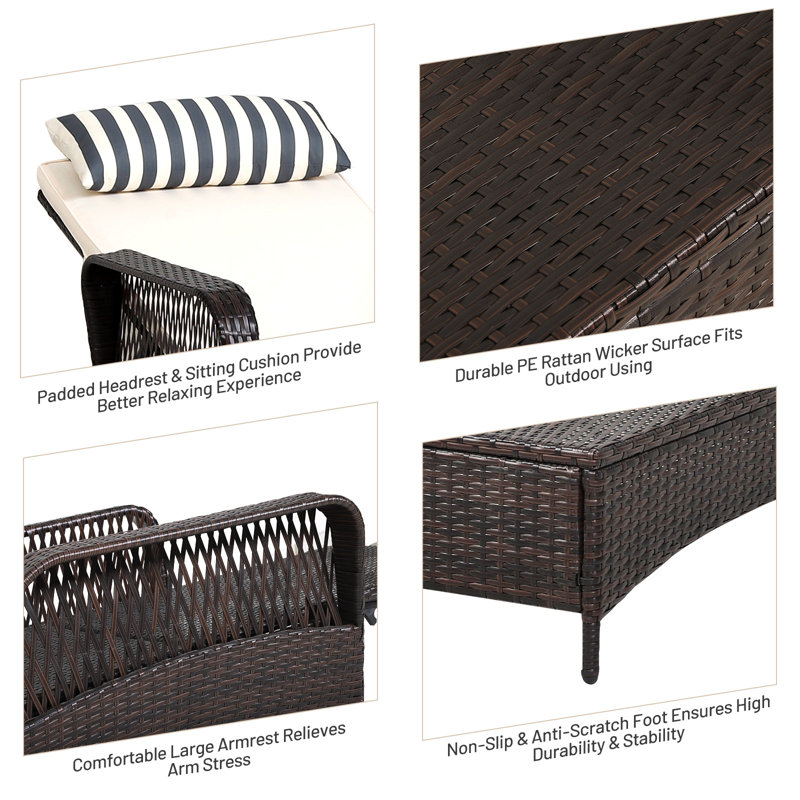 Heidrick Outdoor Wicker Chaise Lounge , Cushion Included