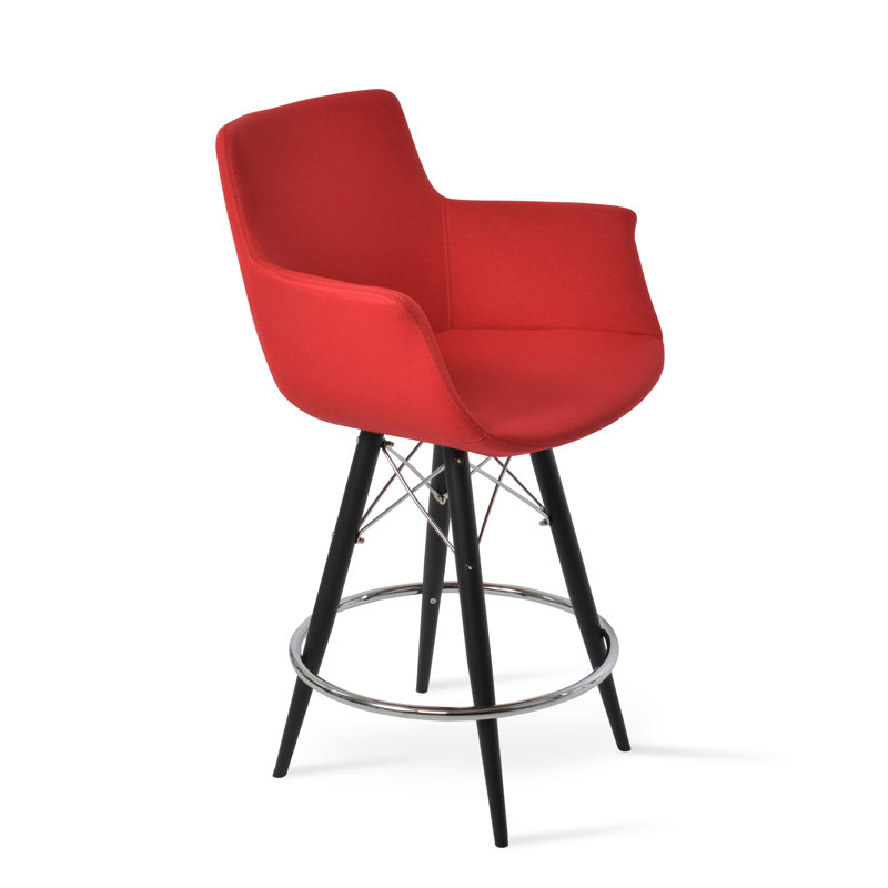 Tabouret Bottega MW, Naturel, Tabouret de comptoir (siège d'une hauteur de 24 p, Era Red