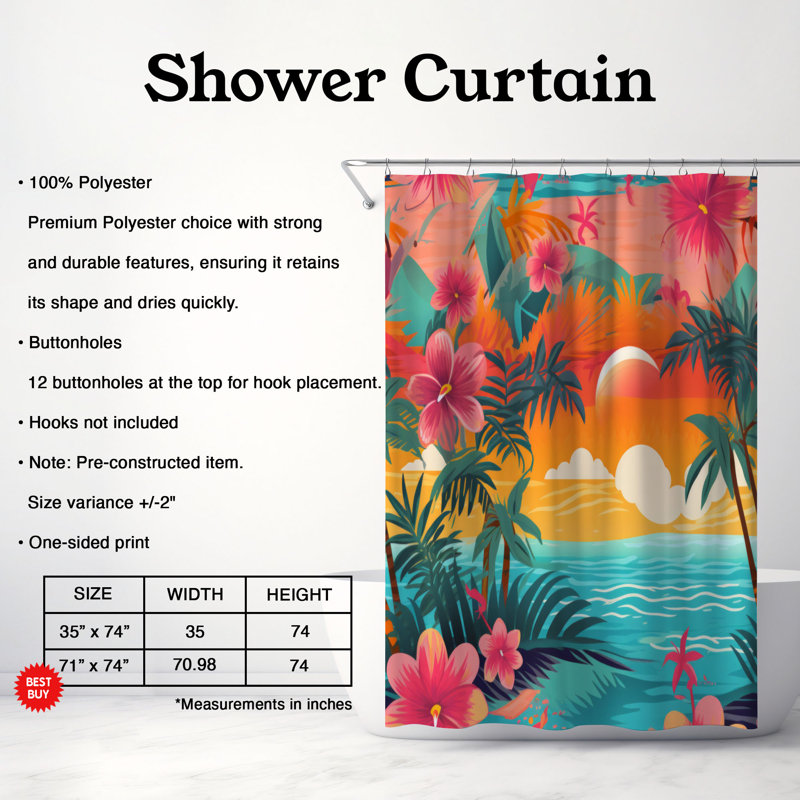 Shore - Premium Shower Curtain, 74"H x 71"W