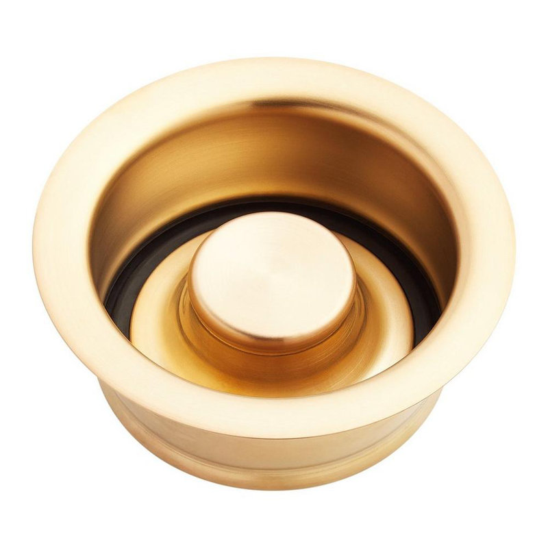 3-1/2" Brass Kitchen Garbage Disposal Flange and Stopper, Brushed Gold