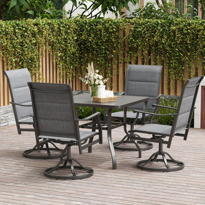 4 Person Swival Chair Patio Dining Set