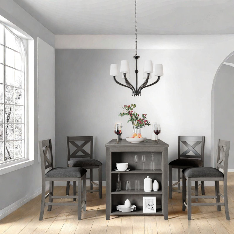 Ensembles de table de salle à manger en bois rustique peu encombrants avec rangement pour la cuisine