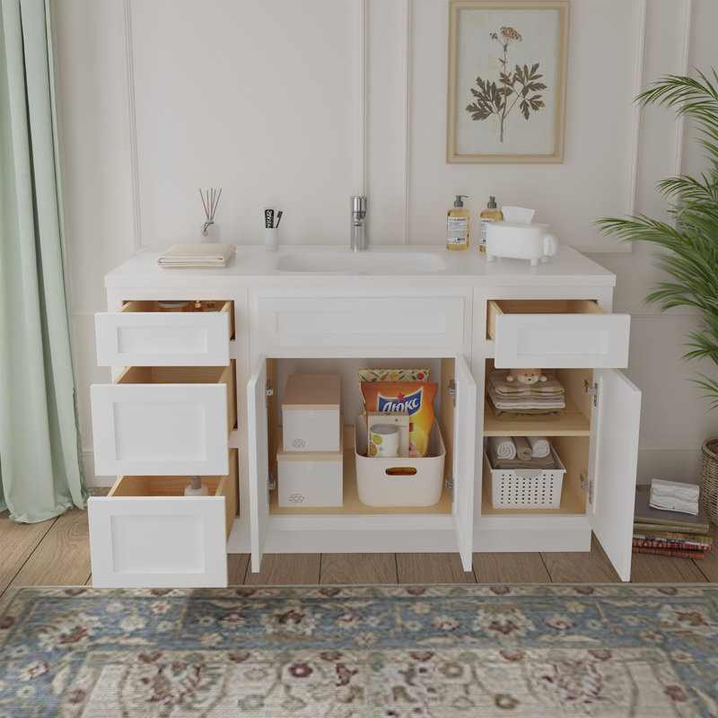 54 Single Bathroom Vanity Base Only, White