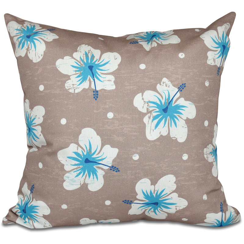 Coussin Hibiscus, H 18 po x l 18 po, Beige / taupe