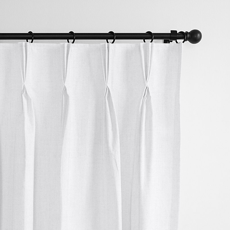 Phoenix Solid Room Darkening Pinch Pleat Single Curtain Panel, 20'' W x 132'' L, White