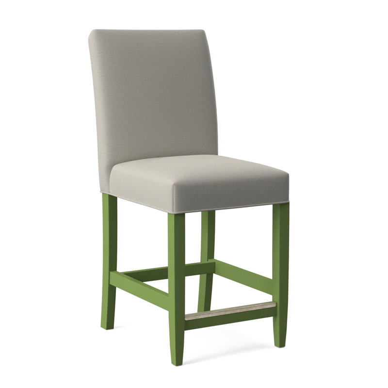 Manhattan Upholstered Stool with Solid Wood Frame, Bisque Finish, White Performance Fabric; 0851-94