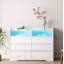 Console Kebria de 51,29 po, armoire d'appoint blanche à DEL, commode blanche