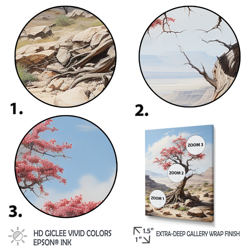 Arbre d'acacia africain dans le désert I - Art mural africain, Cadre flottant noir, H 20 po x l 12 po x P 1 po