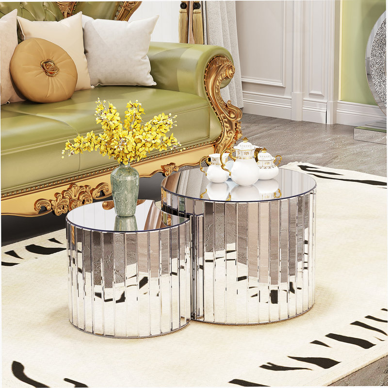 Table basse à miroir de luxe - Petite table basse argentée de mobilier de salon moderne convenant à la décoration de canapé de mobilier moderne