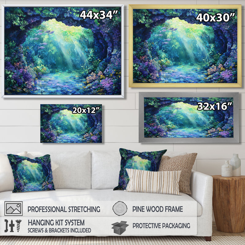 Coral Reef Fish Paradise IV - art mural impression corail, H 34 po x l 44 po, Noir