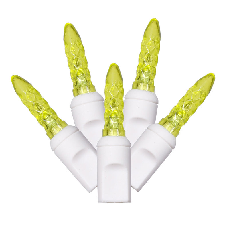 Single Mold M5 Icicle Christmas light set 9'L, Lime