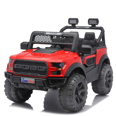 Kids Electric Ride-On Car in Red, 12V 7Ah Battery, Dual 380 Motors, Opening Doors, Music Player, Slow Start, 2.4G Remote Control, Swing Function, Four-Wheel Suspension