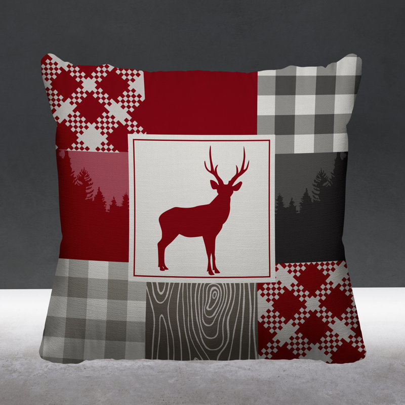 Coussin intérieur / extérieur Range Trees Cabin, 19 po x 19 po, Rouge, Carré