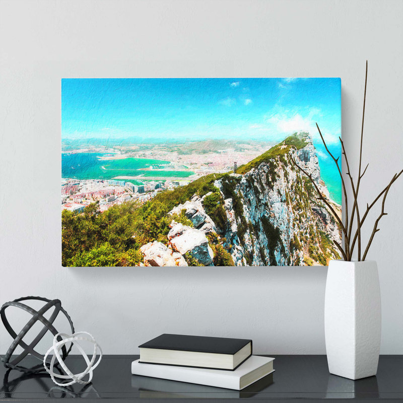 Rock Of Gibraltar Skyline - Wrapped Canvas Painting, 35cm H x 50cm W x 3cm D