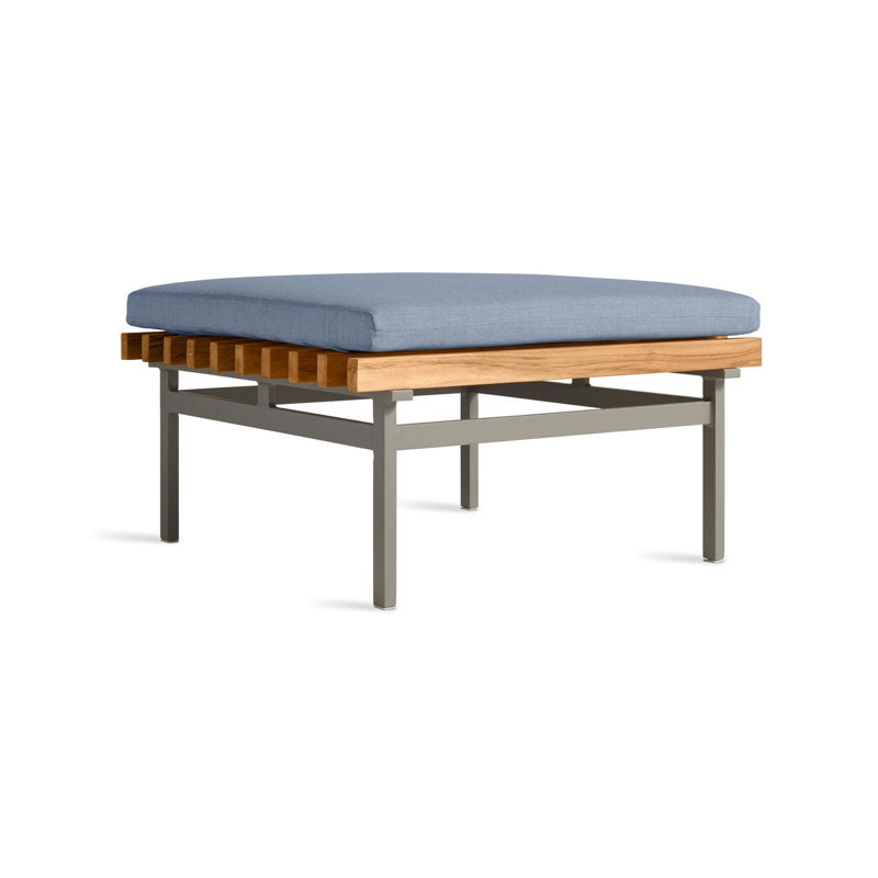 Perch Outdoor Teak Ottoman, Toohey Charcoal, Charcoal