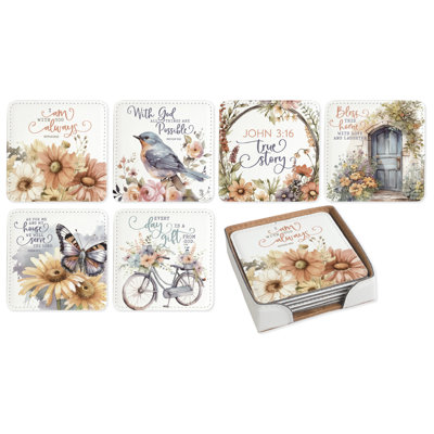 Leather Square 4 Piece Coaster Set With Holder