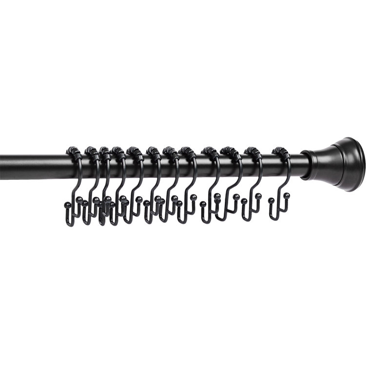Utopia Alley Rust-Resistant Stepped Metal Double Shower Curtain Hooks, Easy Glide Metal Shower Hooks Hangers for Bathroom, Kitchen Utensils, Curtains, Clothing, Towels etc - Set of 12, Black