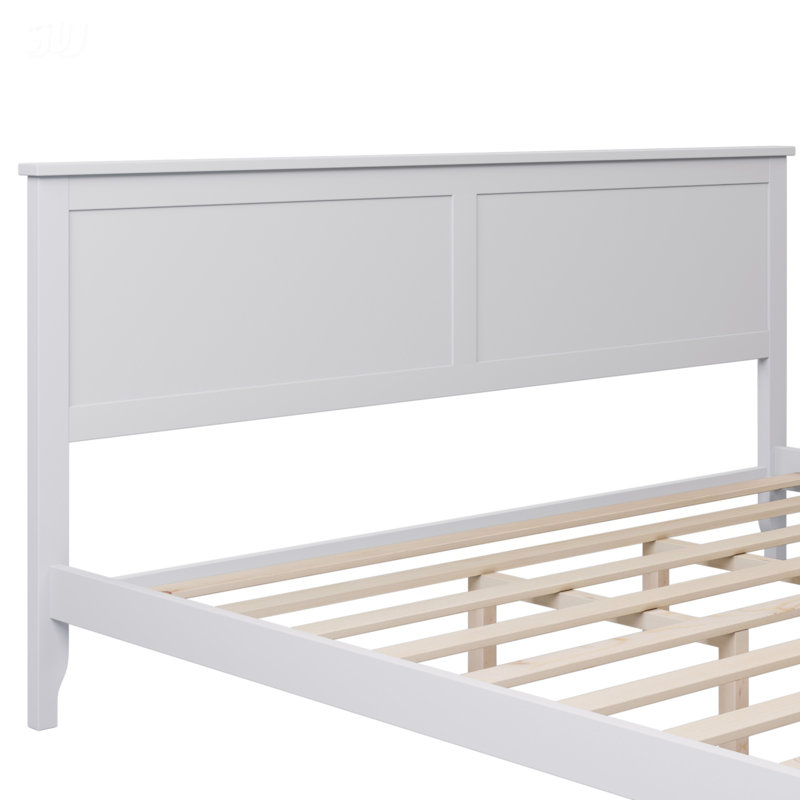 Très grand lit plateforme moderne en bois massif blanc (lit), très grand lit plateforme