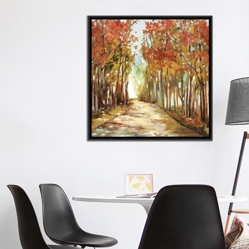 «Sunny Path», reproduction sur toile, H 18 po x l 18 po x P 1,5 po, Toile avec cadre noir, Pas de tapis