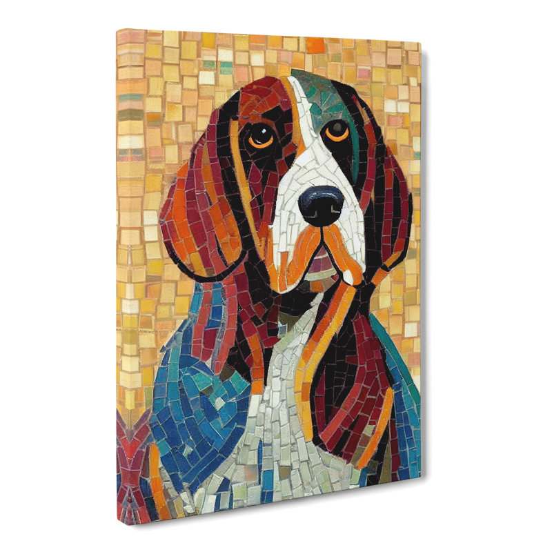 Basset Hound Mosaic - Wrapped Canvas, 50cm H x 35cm W x 3cm D