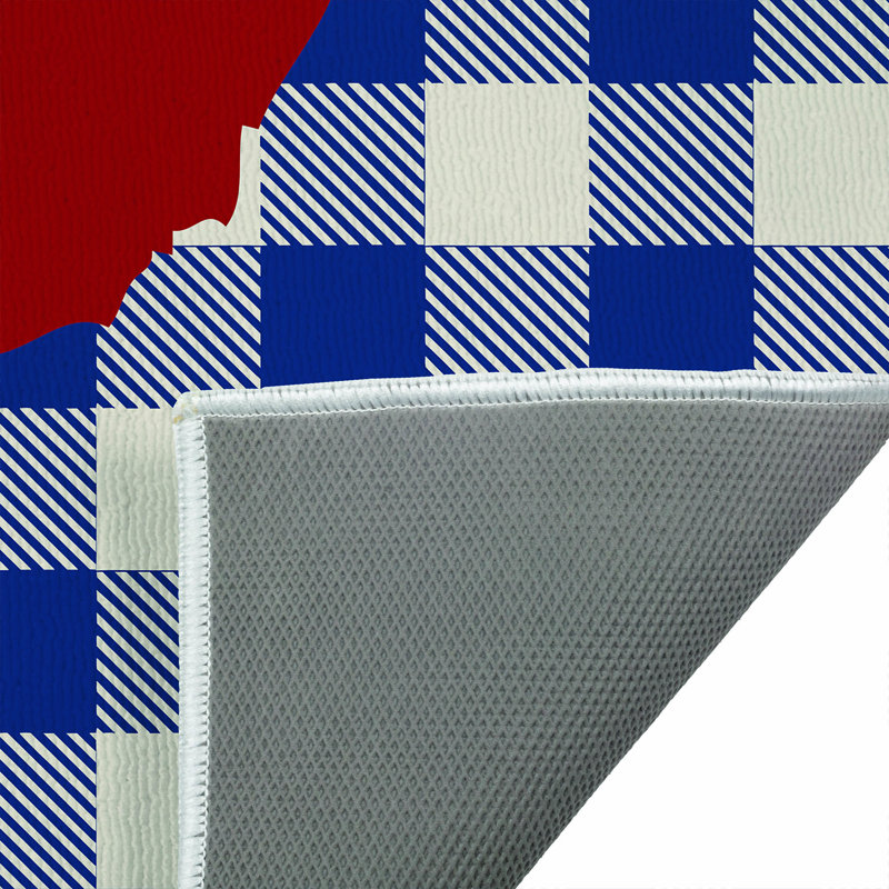 Tapis de toilette rectangulaire absorbant antidérapant vichy EST 1776, Single- 34" L x 21" W, Red