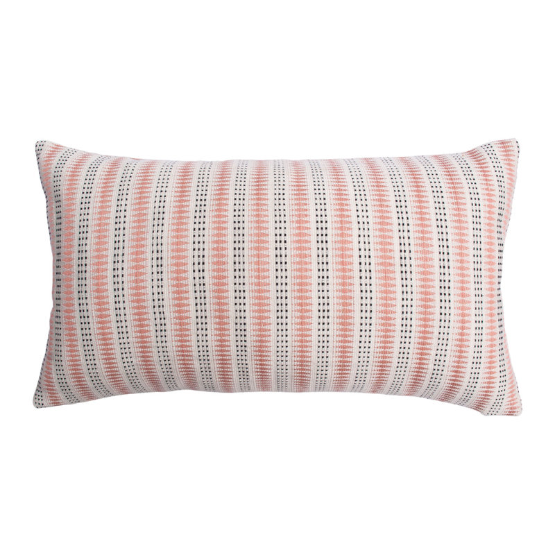 Lisbon Lumbar Pillow Cover, White/Pink