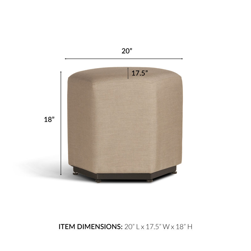 Paxton - Premium Pouf w/ Sunbrella Fabric, Cast Ash Sunbrella® Plainweave