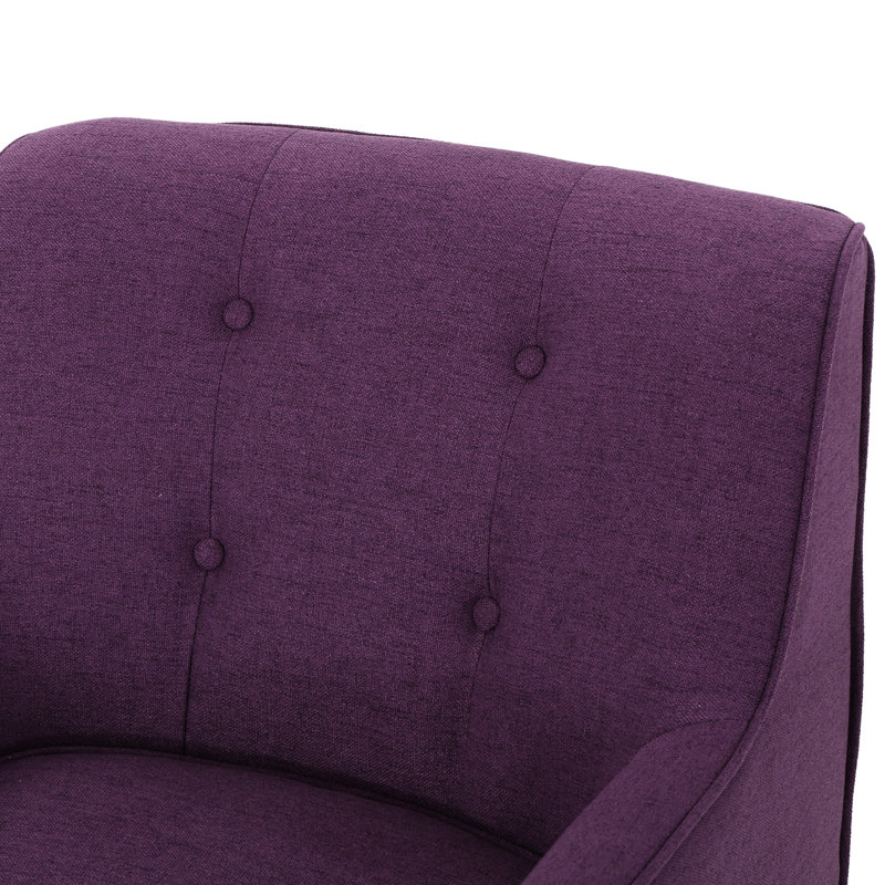 Mid-Century Style Arm Chair In Purple, Extra Comfort With Back Modern Purple Armchair Back, Padded Cushion And Birch Frame