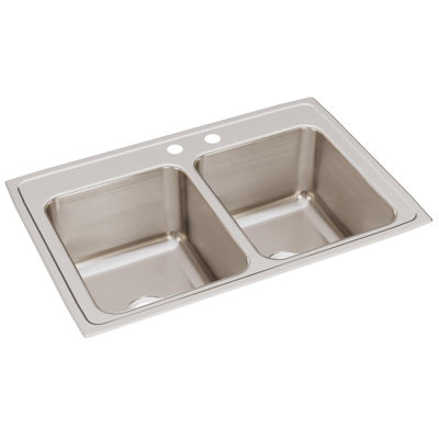 Évier de cuisine à double cuve à montage sur plan L 33 po x l 22 po Lustertone
