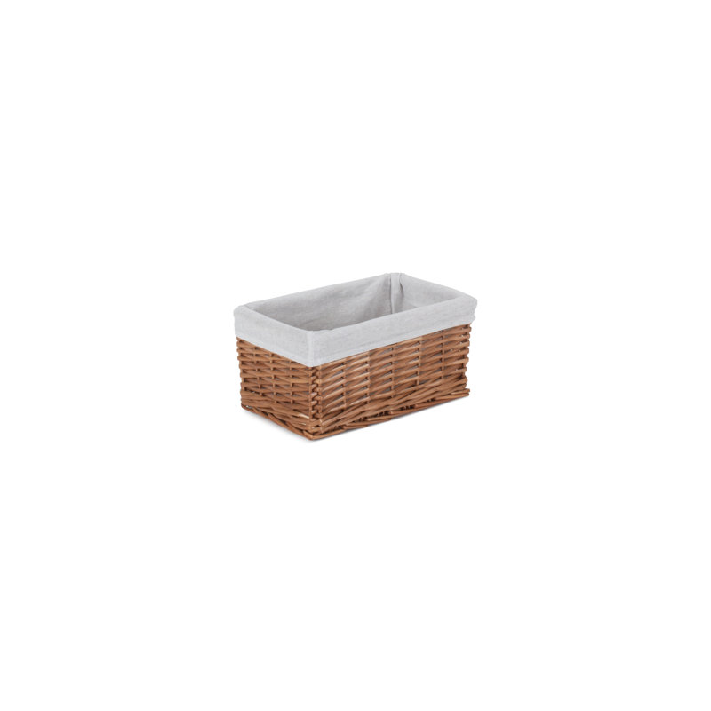 Shinde Wicker Lined Storage Basket, 14cm H x 30cm W x 18cm D, Double Steamed
