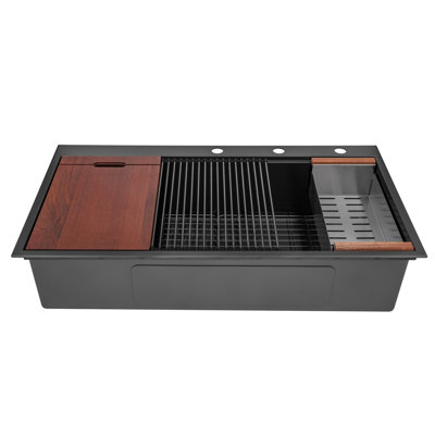 Évier de cuisine encastré en acier inoxydable L 42 po x l 22 po avec accessoires CozyBlock